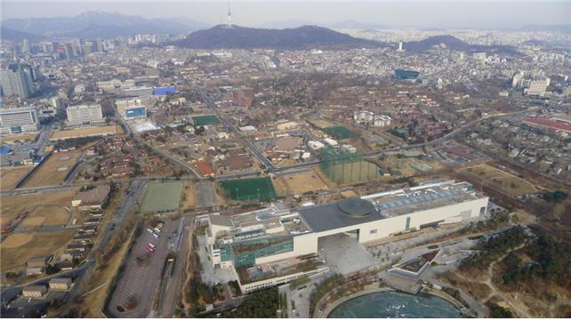 국립중앙박물관 하늘에서 바라본 용산 미군기지 전경. [사진=국토교통부]