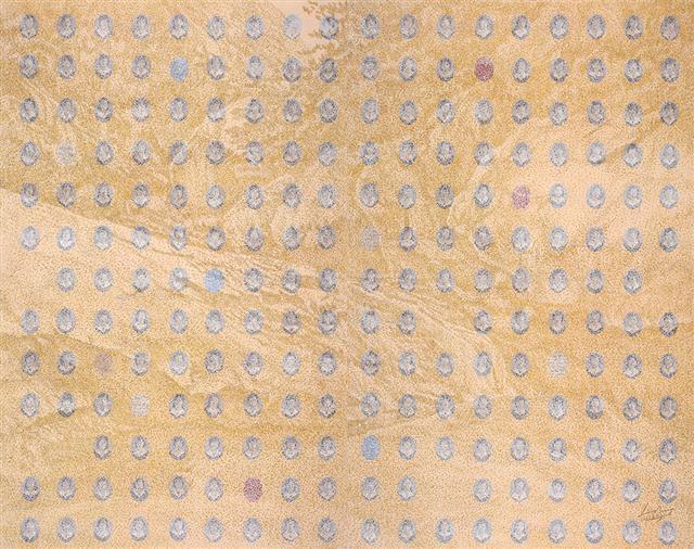 198302, 이길우, 순지에 향불, 장지에 채색, 콜라주, 배접, 코팅, 172×216cm, 2016.
[사진제공=선화랑]