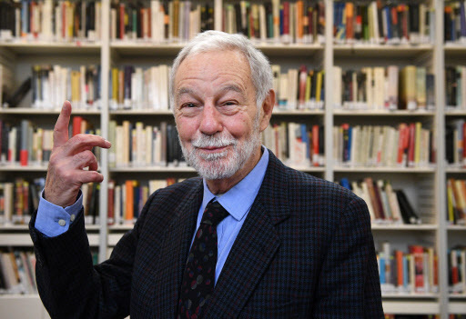 Spanish novelist Eduardo Mendoza reacts during a press conference after receiving the 2016 Cervantes Prize for Literature, at the Cervantes Institute in London, Britain, Wednesday. (EPA-Yonhap)