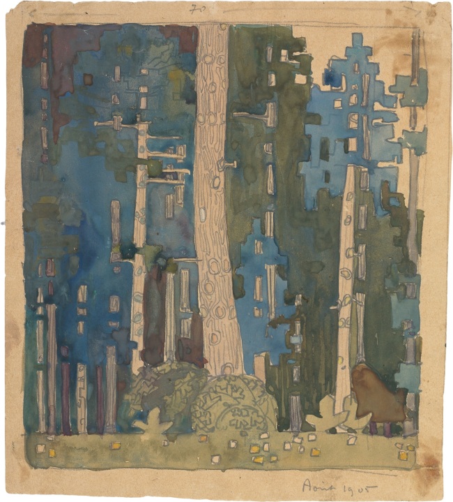 숲의 도안화연구,18.3x16.3cm, 1905_석물연필, 수채화 ⓒFLC/ADAGP, 2016.