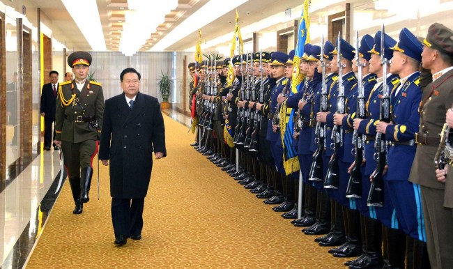 Choe Ryong-hae departs from Pyongyang to attend the inaugural ceremony of Nicaraguan President Daniel Ortega (Yonhap)