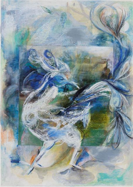 Bong#1, Mixed media on silk, 95×70㎝, 2017.