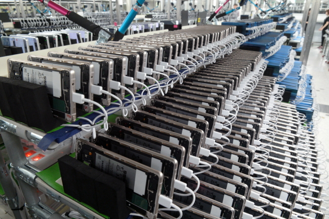 Note phones are tested at a Samsung's research lab. Samsung Electronics