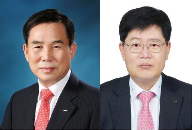 (왼쪽부터) 황각규 롯데그룹 신임 경영혁신실 실장, 소진세 롯데그룹 신임 사회공헌위원회 위원장, 허수영 롯데그룹 신임 화학BU장, 이재혁 롯데그룹 신임 식품BU장.