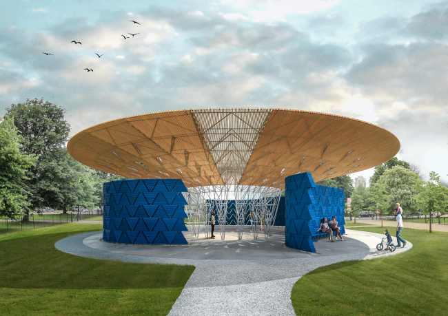 A handout computer-generated image released by the Serpentine Gallery on Tuesday shows the exterior design for the Serpentine Pavilion 2017 designed by Burkinabe architect Diebedo Francis Kere. (AFP-Yonhap)