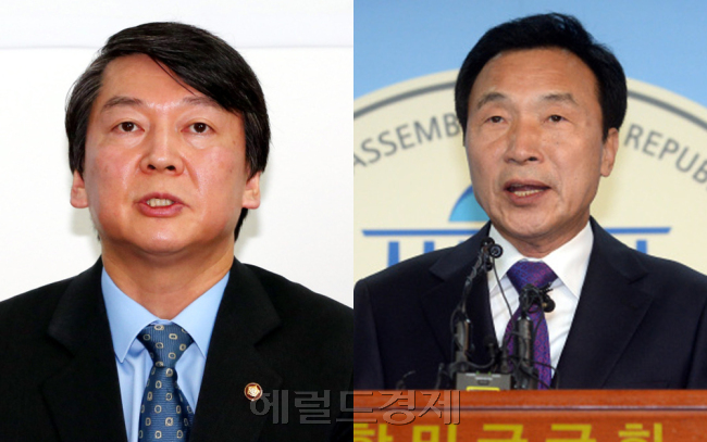 국민의당 대선주자인 안철수 전 대표와 손학규 국민주권개혁회의 의장.  [헤럴드경제DB]