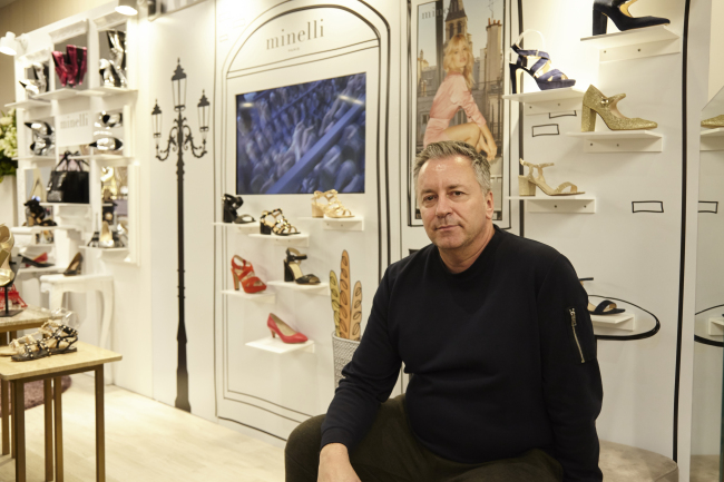 Fred Allard poses at a Minelli pop-up store in the Shinsegae Department Store Gangnam branch in Seoul on Saturday. (GRI Korea)