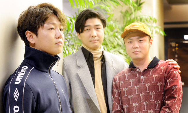 Band Life and Time pose before an interview at a cafe in Apgujeong-dong, southern Seoul, on Feb. 22. (Park Hyun-koo/The Korea Herald)