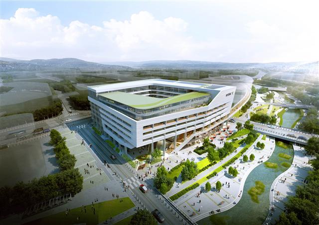 AK플라자가 백화점으로는 처음으로 세종시에 진출하면서 다른 백화점의 향후 진출 계획이 관심을 모으고 있다. 사진은 AK플라자 세종시 쇼핑몰 P3 블럭(왼쪽)과 롯데백화점 엘큐브 리빙 세종점 외관.   [사진제공=AK플라자, 롯데백화점]