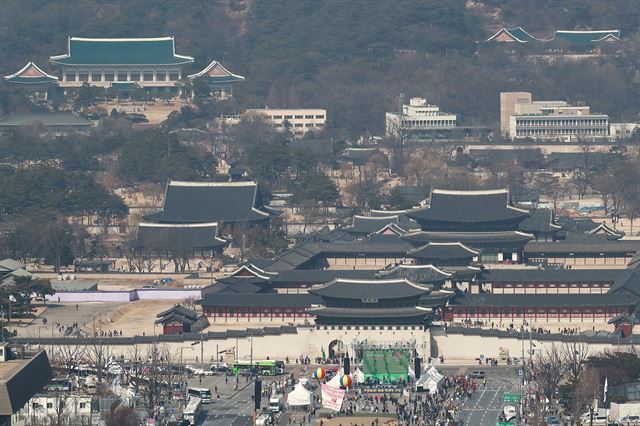 An aerial view of Gwanghwamun Square in Seoul (Yonhap)
