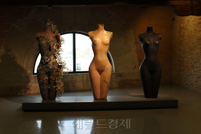 모든 작품은 산호(마치 방금 바다속에서 발견한 것 처럼), 보물(복원 된 것 처럼), 복제본(미술관 리프로덕션)으로 구성됐다. [사진=이한빛 기자/vicky@heraldcorp.com]