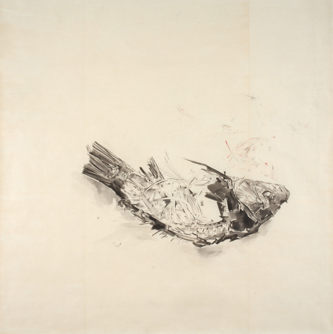 기억은 기억한다, 143X143cm, 한지에 수묵 담채, 2017