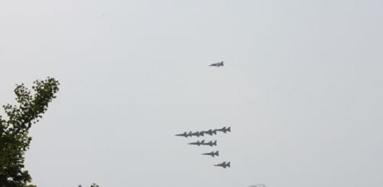 South Korean Air Force fighters in formation flying. (Yonhap