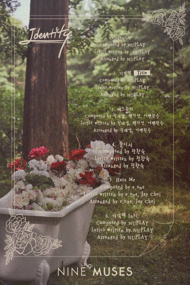 A tracklist for Nine Muses‘ upcoming EP “Muses Diary Part2: Identity” (Star Empire Entertainment)
