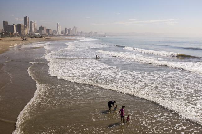 A view of Durban’s Golden Mile coastline (Sohn Ji-young/The Korea Herald)