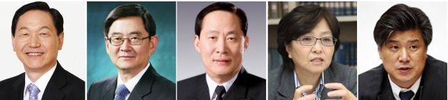 왼쪽부터 김상곤, 안경환, 송영무, 김은경, 조대엽 장관 지명자 (사진=연합뉴스)