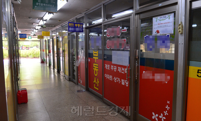 문재인 정부가  ‘6.19 부동산 대책’을 발표한 가운데 19일 오후 서울 강남구 개포동 일대 공인중개사무소가 일제히 문을 닫고 영업을 하지 않고 있다.  이상섭 기자/babtong@heraldcorp.com