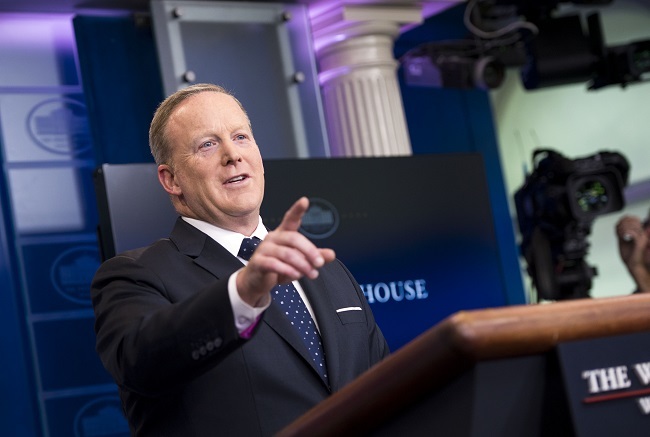 White House Press Secretary Sean Spicer holds the daily press briefing at the White House in Washington, D.C. on June 20, 2017. (UPI-Yonhap)