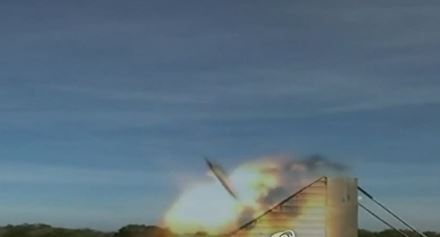 A Taurus missile hits a target in a test launch in this photo provided by South Korea's military. (Yonhap)