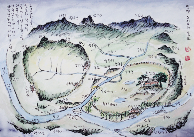이태호, 한양 도성과 동교 전경, 2016, 면지에 수묵수채, 38.3×53.9cm  [사진제공=월간미술]
