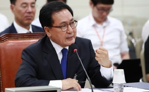 This photo, taken on July 4, 2017, shows Science, ICT and Future Planning Minister nominee Yoo Young-min speaking during a parliamentary confirmation hearing at the National Assembly in Seoul. (Yonhap)