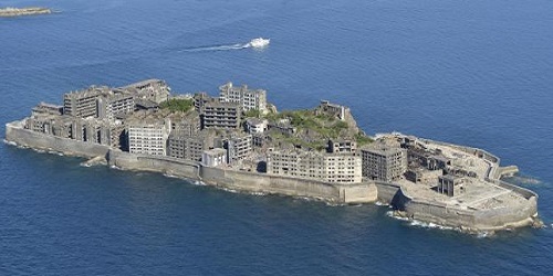 Hashima Island, also known as Battleship Island, off the coast of Nagasaki. (Yonhap)