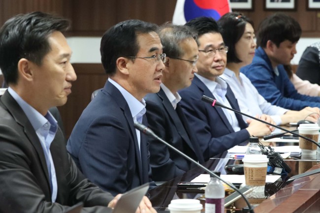 Unification Minister Cho Myoung-gyon speaks at his first news conference on Thursday. Yonhap