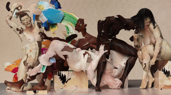 매튜스톤, Other Peolple's Energy, 2017, Digital print and acrylic on linen, 200x350cm.[사진제공=초이앤라거 갤러리]