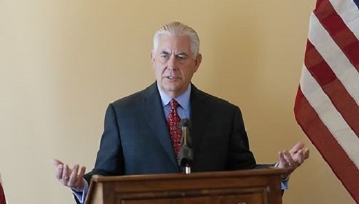 In this EPA photo, U.S. Secretary of State Rex Tillerson speaks to reporters at a hotel in Manila, the Philippines, on Aug. 7, 2017. (Yonhap)