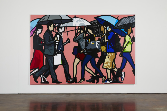 Julian Opie. Walking in Sadang-dong in the rain. 2014. Vinyl on wooden stretcher [사진제공=수원시립아이파크미술관]