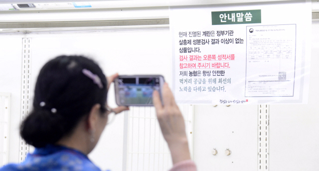 [헤럴드경제=박해묵 기자] 국내 계란에 살충제 성분이 검출돼 이슈가 되고 있는 가운데 16일 오전 서울 농협하나로마트 양재점에서 국립농산물 품질관리원으로 부터 살충제 성분검사 결과 이상이 없는 계란을 진열해서 판매하고 있다. 오전에는 200판 정도가 수급되고 오후에 600판 정도 판매 될 예정이다. 2017.8.16