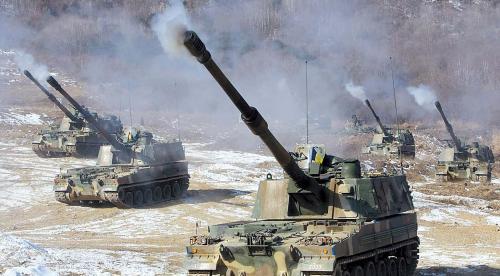 South Korea self-propelled Howitzer K-9 engages in a live-fire exercise. Yonhap