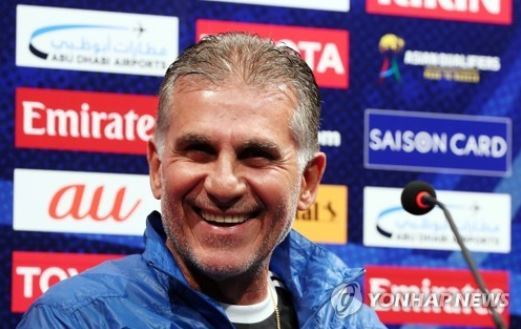 Iran's national football team coach Carlos Queiroz smiles during a press conference at the National Football Center in Paju, north of Seoul, on Aug. 30, 2017, one day ahead of their World Cup qualifying match against South Korea in Seoul. (Yonhap)