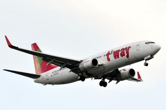 This photo provided by T'way Air shows one of its B737-800 jets. (Yonhap)