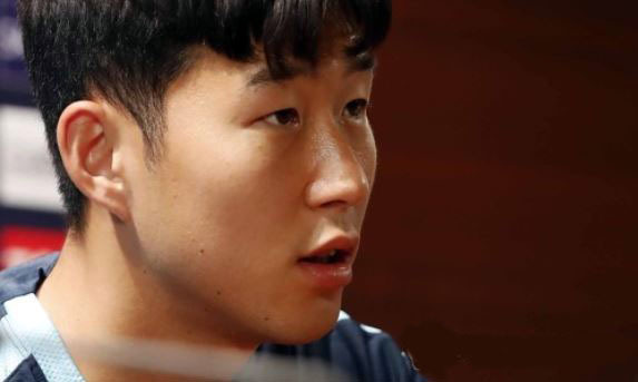 South Korean midfielder Son Heung-min speaks at a press conference at Bunyodkor Stadium in Tashkent, Uzbekistan, on Sept. 4, 2017, on the eve of his team's World Cup qualifier against Uzbekistan. (Yonhap)