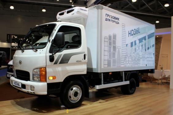 This photo provided by Hyundai Motor shows its HD36L light truck in Moscow. (Yonhap)