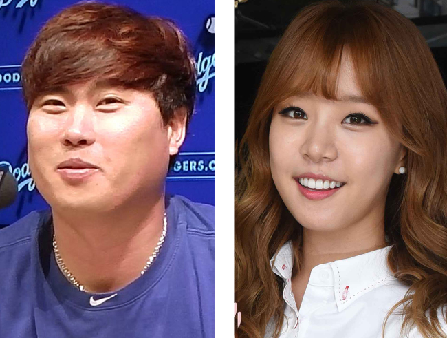 Ryu Hyun-jin (left) and Bae Ji-hyun (Yonhap)
