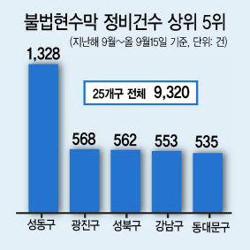 자치구가 지역 행사나 정책을 알리기 위해 불법으로 내건 현수막들.  [제공=서울시]