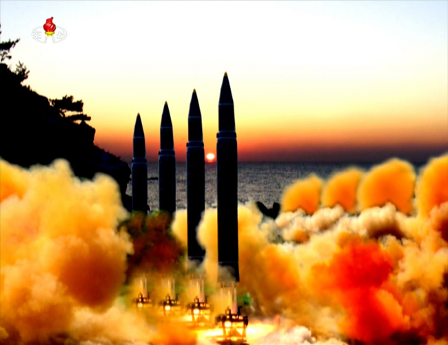 North Korea released a footage of Hwasong-14 missile launches. Yonhap