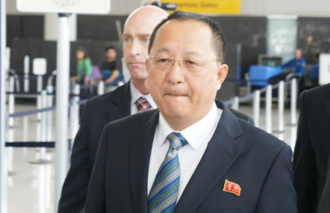 North Korean Foreign Minister Ri Yong-ho arrives at New York's John F. Kennedy International Airport on Sept. 20 to attend the UN General Assembly. Yonhap
