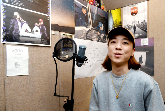 Rapper Nucksal poses during a recent interview with The Korea Herald in Seoul. (Park Hyun-koo / The Korea Herald)