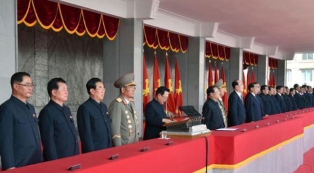 Choe Ryong-hae (C), a vice chairman of the Workers' Party of Korea, attends a national event in Pyongyang on Oct. 8, 2017, to celebrate the 20th anniversary of Kim Jong-il, Kim Jong-un's father, being elected as general secretary of the party. (For Use Only in the Republic of Korea. No Redistribution) (Yonhap)