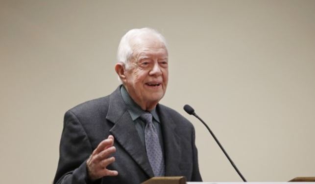 In this Sept. 15, 2016, file photo taken by the Associated Press, former US President Jimmy Carter speaks at a Baptist conference in Atlanta. (Yonhap)