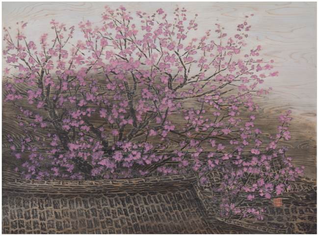 김덕용, 화엄매 66x89cm Mixed media on wood 2017.[사진제공=이화익갤러리]