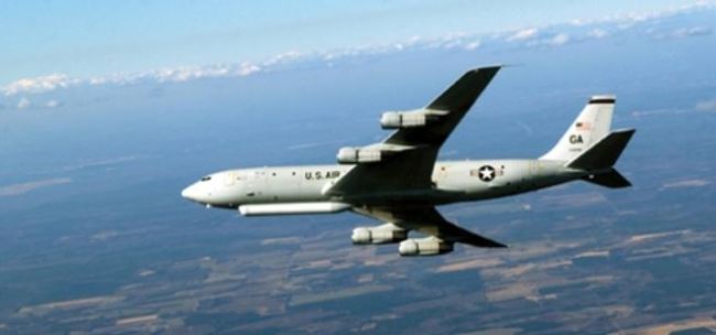 A Joint Surveillance Target Attack Radar System (JSTARS) plane files in the sky in this file photo posted on the U.S. Air Force's website. (Yonhap)
