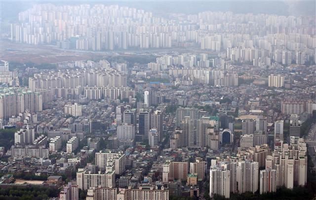 잠실 롯데월드타워에서 바라본 강남 아파트 전경. [헤럴드DB]