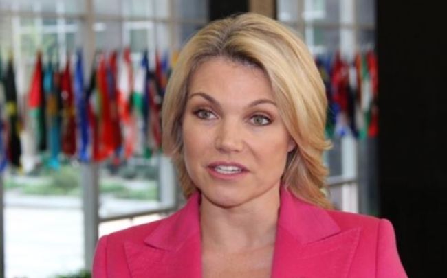 State Department spokesperson Heather Nauert speaks to Yonhap News Agency at the department in Washington on Oct. 16, 2017. (Yonhap)