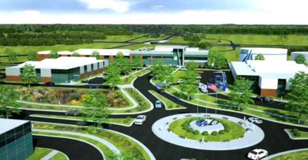 This rendered image provided by Hyundai Motor Group shows the R&D and test center being built by the American Center for Mobility (ACM) in Ypsilanti Township, Michigan. (Yonhap)