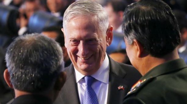 US Defense Secretary Jim Mattis at an Association of Southeast Asian Nations-led defense ministers' meeting in Clark, the Philippines, on Oct. 24, 2017. (AP-Yonhap)