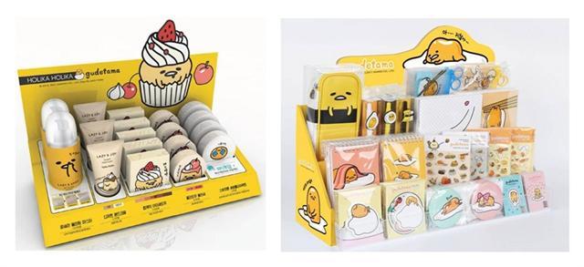 편의점 CU가 화장품 기업 엔프라니의 로드샵 브랜드 홀리카 홀리카와 손잡고 출시한 구데타마 컬래버레이션 제품.  [제공=CU]